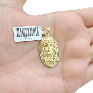 Real 10k Gold Jesus Head Circular Charm Pendant 10KT Yellow Gold