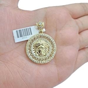 Real 10k Gold Circular Charm 10kt Yellow Gold Pendant Men Women