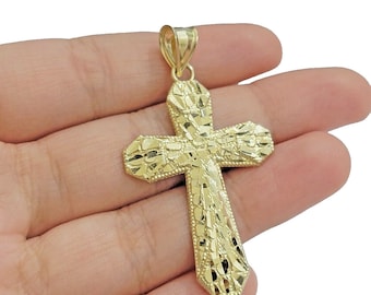 10k Yellow Gold Cross Charm Jesus Pendant 2&#39;&#39; Inch Necklace Chain Real 10kt SALE