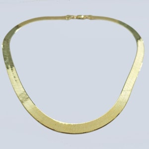 Real 10k Yellow Gold Necklace 8mm Herringbone Chain 20&#39;&#39; inches Unisex