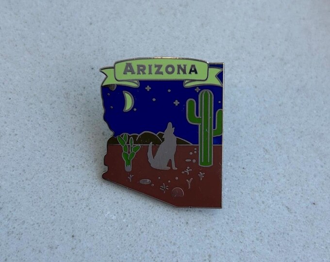 Arizona Desert Coyote Cactus State Souvenir Enamel/lapel Pin - Etsy