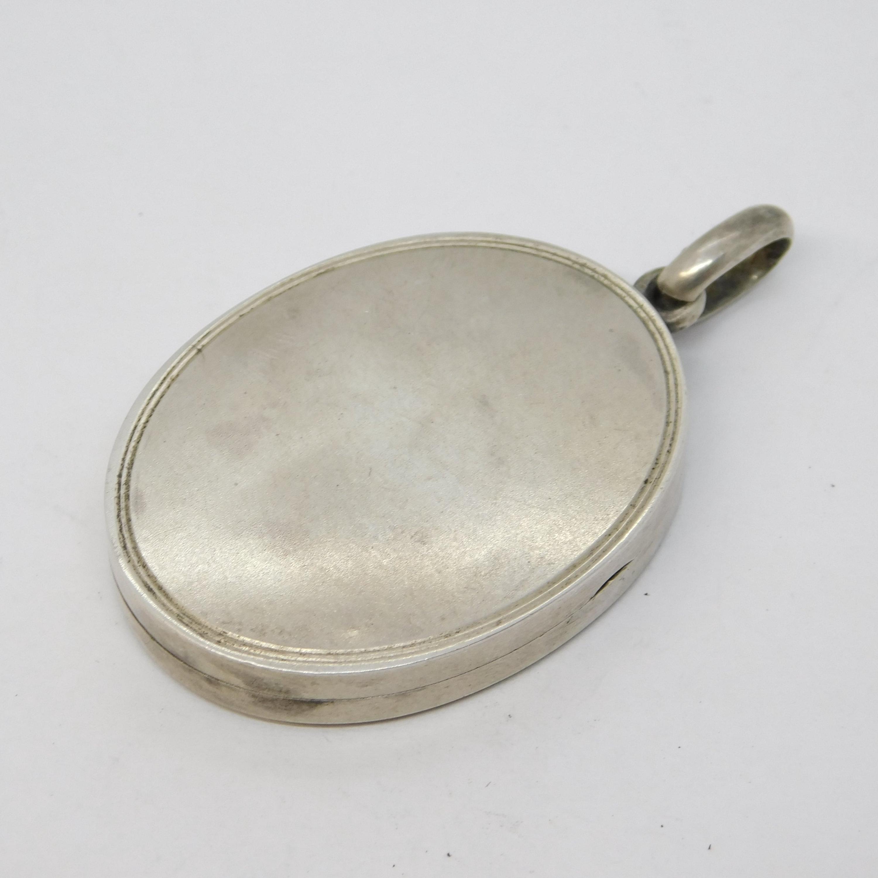 Victorian Sterling Silver Large Sweetheart Locket Pendant Antique c1880