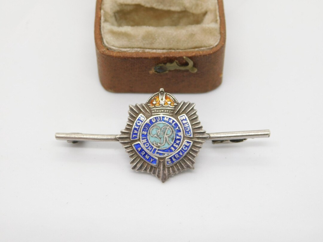 WWII Sterling Silver Enamel Royal Army Service Corps Sweetheart Brooch ...