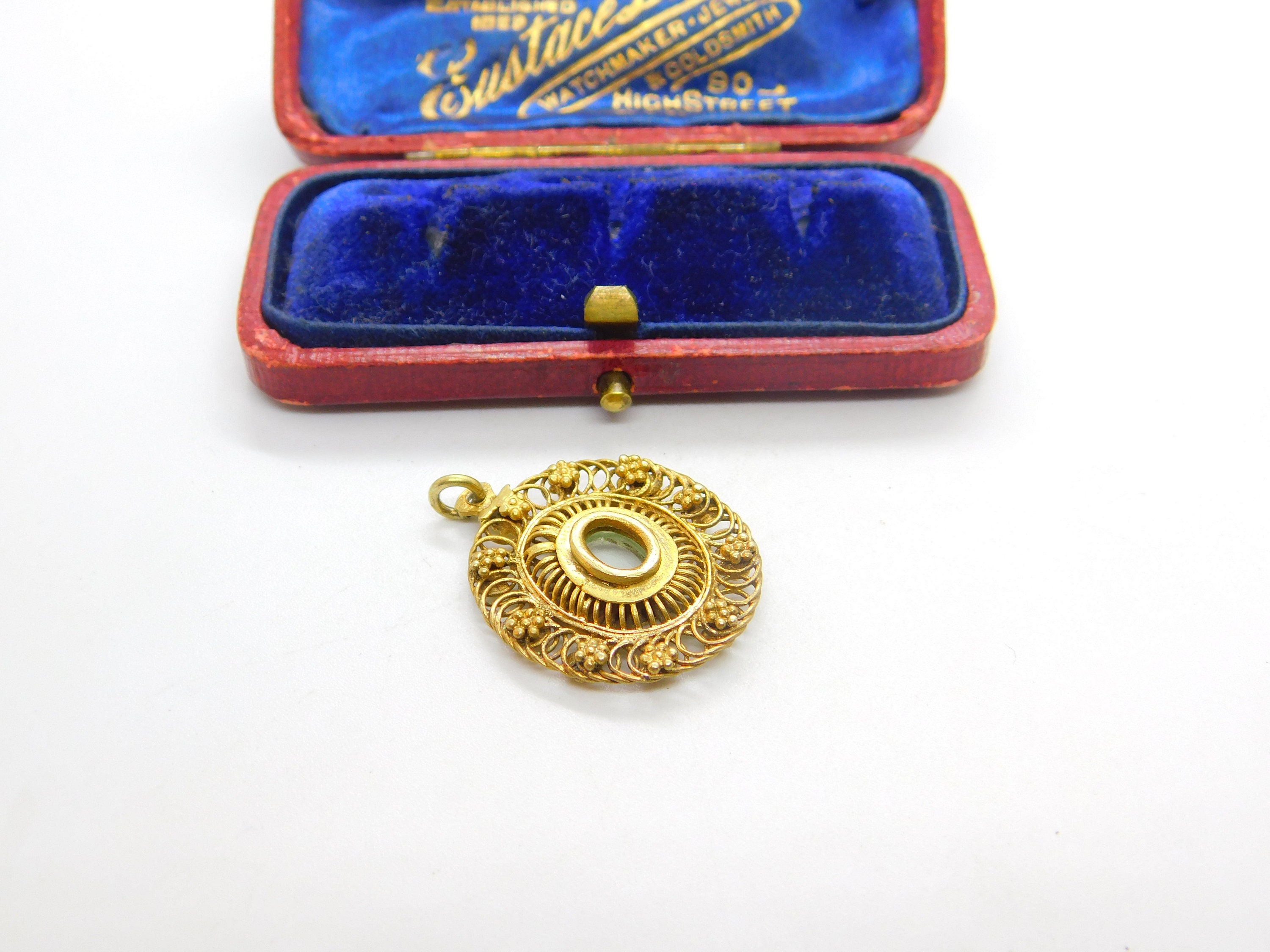 18th Century Spanish Colonial Silver Gilt Filigree Locket Pendant