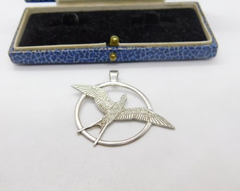 Shetland Silvercraft Sterling Silver Swallow Pendant Vintage c1970 Scottish