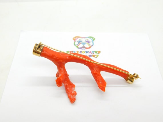 15ct Gold & Natural Red Coral Brooch Pin Antique … - image 7