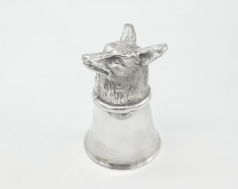 Silver Plated Fox Head Stirrup Cup Shot Cup Antique c1930 Art Deco
