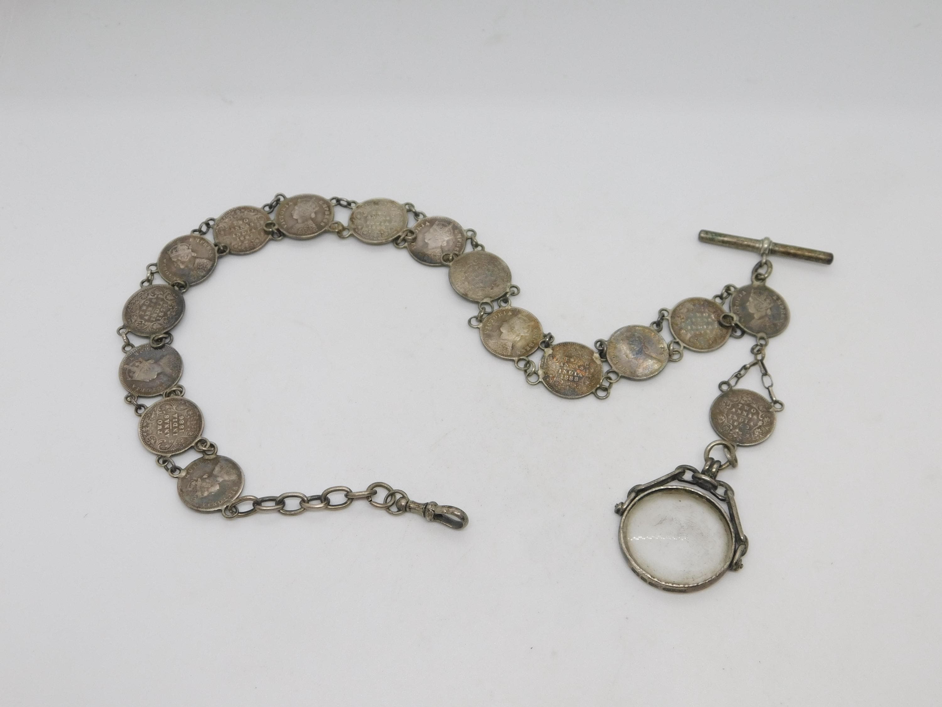 Viktorianische Sterling Silber Zwei Annas Indische Münzen