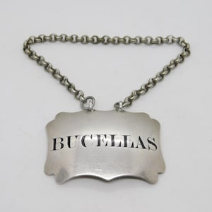Viktorianische Sterling Silber Bucellas Wein Dekanter Label Antique 1838 London