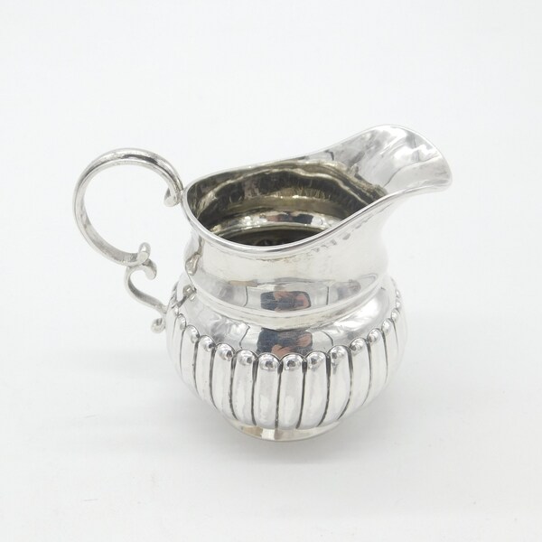 Victorian Sterling Silver Fluted Cream Jug Antique 1892 Birmingham Nathan Hayes