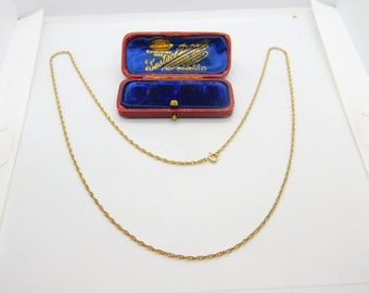 9ct Gold Essential Rope Chain Necklace Antique c1920 Art Deco 24" Length