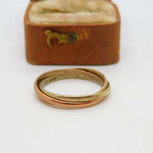 9ct Tri-Colour Gold Wedding Trinity Ring Vintage 1986 London