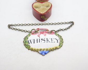 Georgian French Dreyfous Enamel Whisky Decanter Label Antique c1820