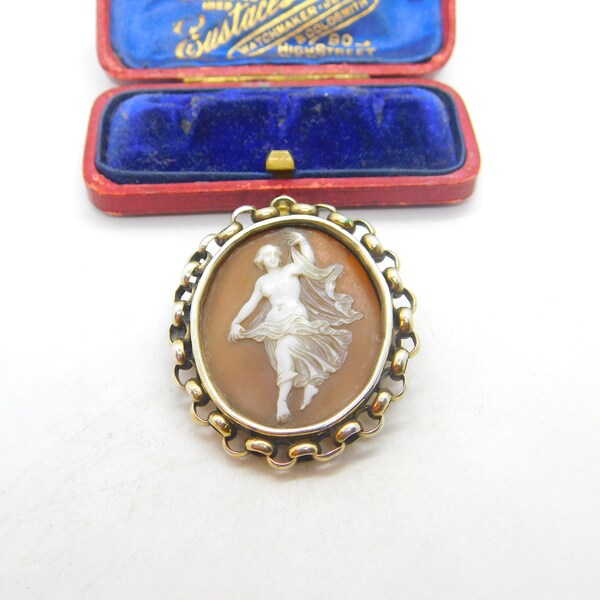 Early Victorian Sterling Silver Gilt Classical Cameo Brooch Antique c1860