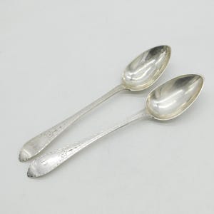 George III Scottish Sterling Silver Celtic Point Serving Spoon Pair Antique 1790