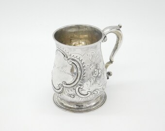 George II Sterling Silver Engraved Tankard 1755 London Richard Gurney & Co.