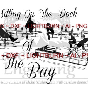 デジタル ファイル - 湾の桟橋に座るボート湖の標識 svg、dxf、ai、lightburn、png