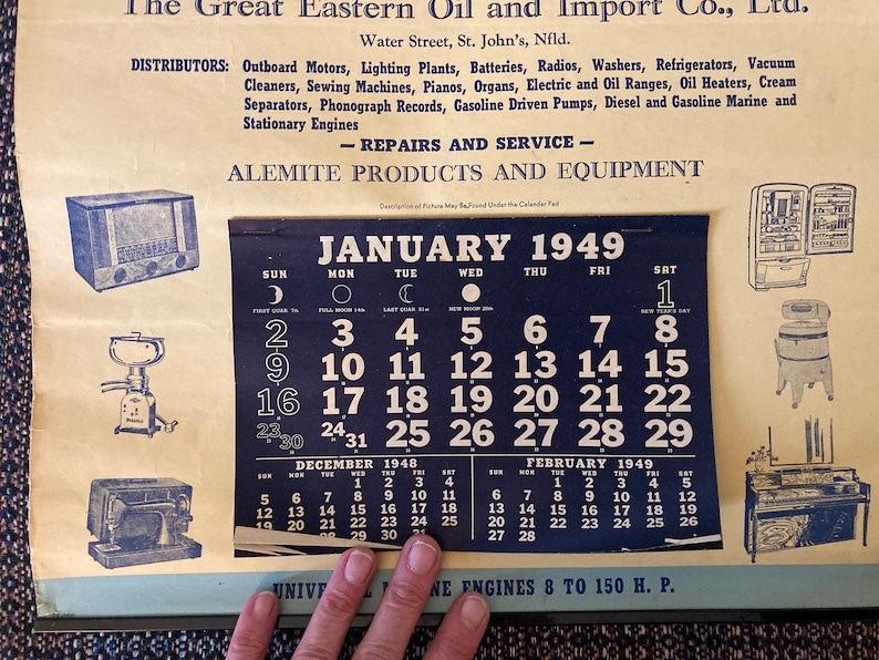 1949 Dionne Quintuplets Original Wall Calendar 