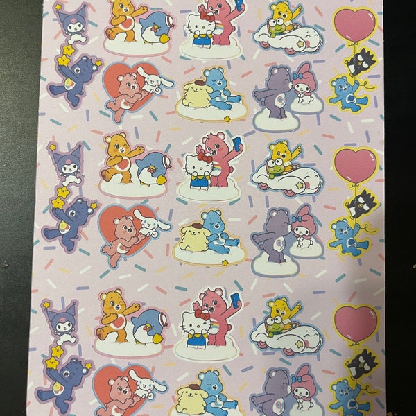 Sweet kawaii bear friends theme 4”x6” sticker sheet!