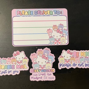 Set di adesivi postali a tema con dolci amici gatto e orso! Include etichette per indirizzi, PDT, posta felice