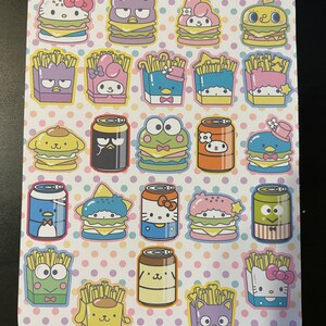 Folha de adesivos de 4”x6” com tema de comida kawaii fofa!