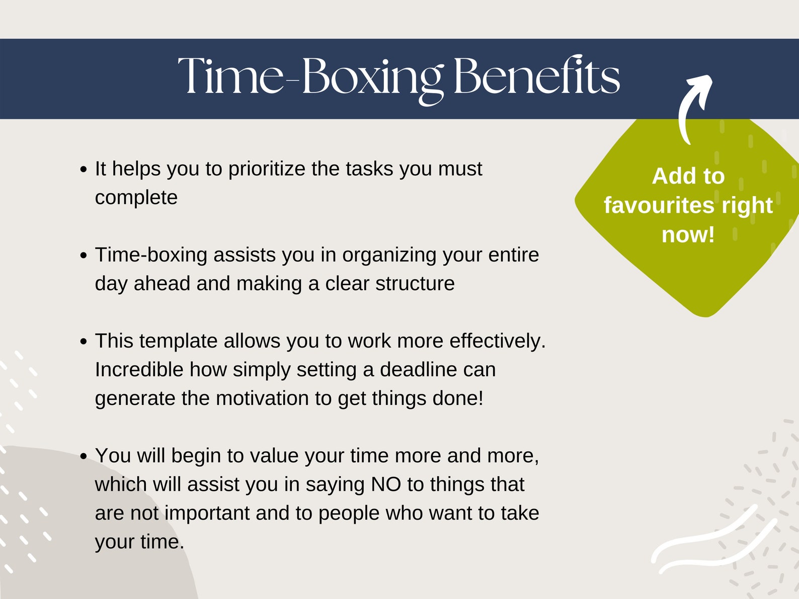 Time Boxing Printing Template for Perfect Time Management 5 Etsy