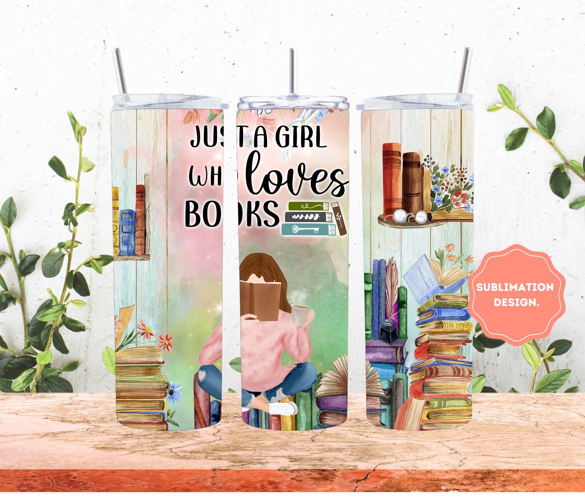 Just A Girl Who Loves Books Tumbler-book Lover Tumbler-book Lover Gift-book Worm Tumbler-tumbler ...