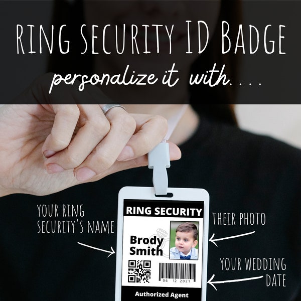 Ring Security/Ring Bearer Id Badge CANVA TEMPLATE for Wedding with Picture