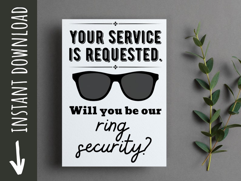 Ring Security Card Printable for Wedding Ring Security Proposal or Ring ...
