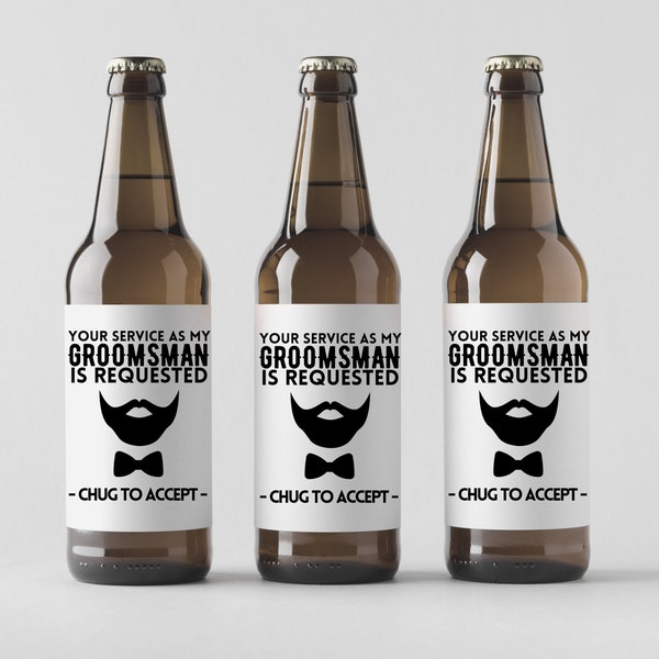 Groomsman Proposal Beer Bottle Label with Bonus Best Man Label Printable