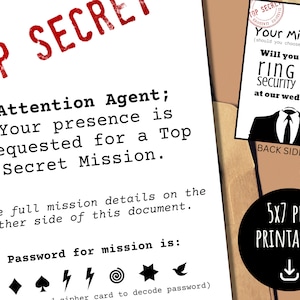 Segurança do anel/missão extremamente secreta cartão comemorativo | DOWNLOAD INSTANTÂNEO, para impressão