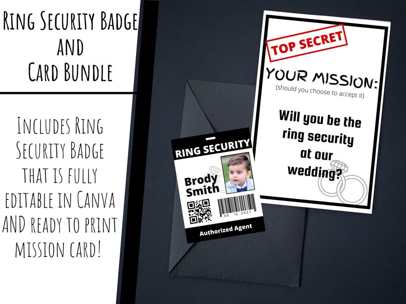Ring Security Badge and Card Bundle - CANVA Template Badge and INSTANT ...