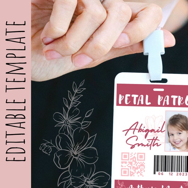 Petal Patrol ID Badge Template for Flower Girl Wedding Proposal