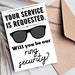 Ring Security Card Printable for Wedding Ring Security Proposal or Ring ...