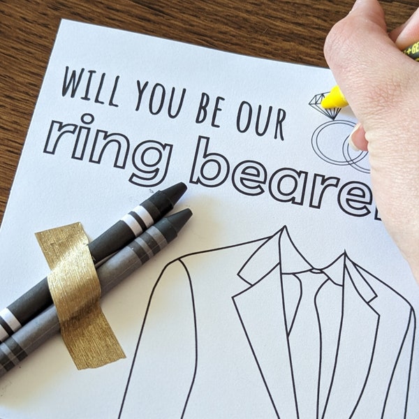 Ring Bearer Proposal Coloring Card Printable - Will you be our Ring Bearer? | INSTANT DOWNLOAD