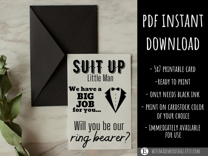 Ring Bearer Card Printable | INSTANT DOWNLOAD - Etsy