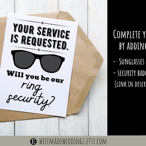 Ring Security Card Printable for Wedding Ring Security Proposal or Ring ...