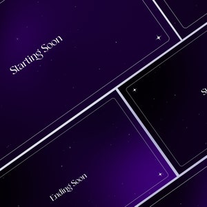 Dark Purple Animiertes Twitch Pack | Overlays, Twitch Panels, Szenen | Minimal Dark Aesthetics Lila Farbverlauf Paket Streamers