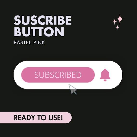 Pastel Pink Animated Youtube Subscribe Button (Digital Download)