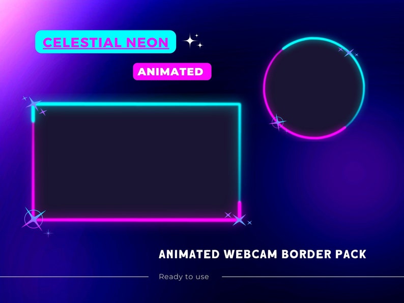 Animated Neon cam Frame Pack Aesthetic Facecam Gradient Etsy UK