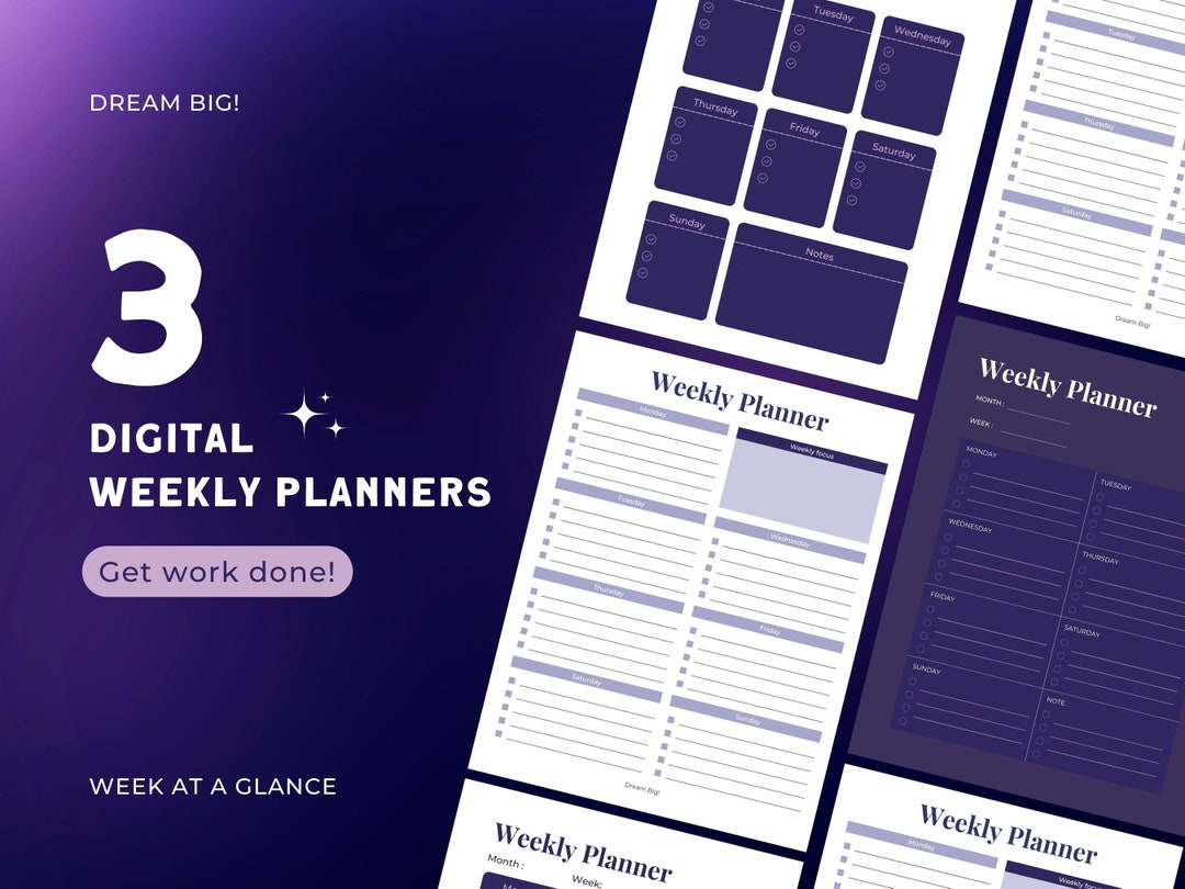Minimalist Purple Weekly Planner | Digital & Printable (PDF) - Etsy