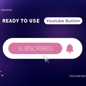 suscribe button digital product. Pastel pink colour. For youtube or twitch. Ready to use. Youtube suscribe button, also works as a twitch suscribe button for your streams.