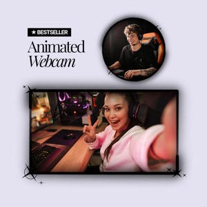 Neonwebbkameraöverlägg, svart animerad ram | Twitch Stream-kantlinje