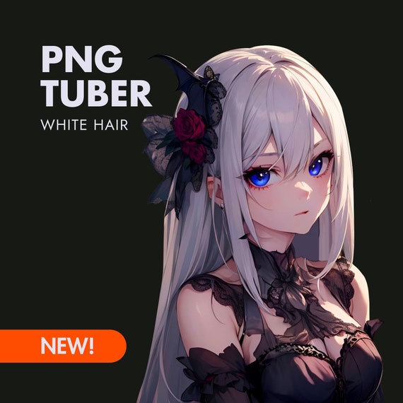 White Hair PNGTuber Avatar: Premade 2D Model