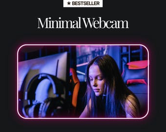 Minimal Pink Neon Twitch Webcam Overlay, Static Stream Frame (PNG)