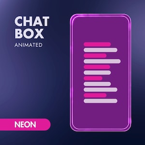 Pink NEON Minimal Aesthetic Twitch Animated Chatbox | Cute Chat box for Streamers | For OBS and Streamlabs OBS Twitch Chatbox Neon Animated