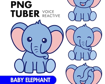 Lindo elefante azul PNGTuber / Recurso de transmisión de Twitch