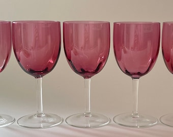 Bicchieri da vino fluted in cristallo color mirtillo vintage