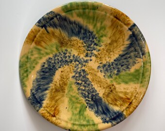 Antique Spongeware Pottery Platter