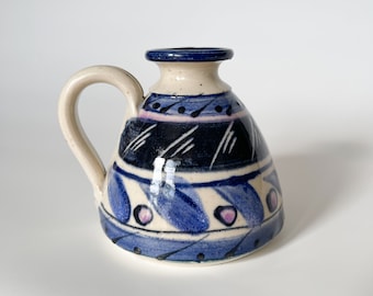 スタジオ陶器の水差し 鳥 ハンドメイド 手描き ヴィンテージ サイン